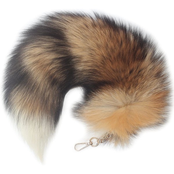 Kveldsmat Stor og fluffy Sunny Fox Tail Pels Cosplay Toy Håndveske Tilbehør nøkkelring