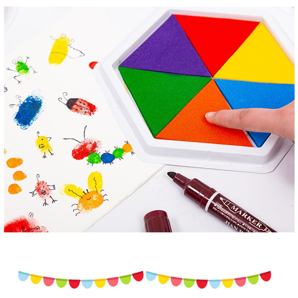 Clearance Børns Finger Malesæt 12 Farver Paint Box + Ny 40 siders bog Multicolor Free Size