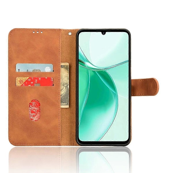 ZTE Blade A35 / A55 Nahkakotelo, ihoa myötäilevä, pudotussuojaava lompakkokotelo - Vihreä Multicolor Brown