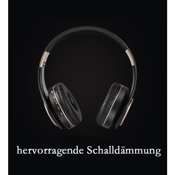 Bluetooth-hodetelefoner, over-ear, svarte, kompatible med iPhone/iPad/Android/laptops