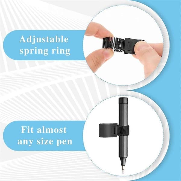 Hårdhattepenneclips, Universal Justerbar Klemme til Pen, Penholder, Clip Organizer til Notesbog, Sort