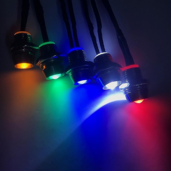 10 stk. 12V 8mm Bil Lastbil Båd LED Indikator Signal Lys Instrumentpanel Lampe Pære