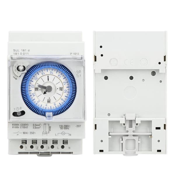 SUL181D Mekanisk Timer 15 Minutter 24 Timmers Timer Tidsswitch Relæ 250VAC 16A - 1 stk 0.2
