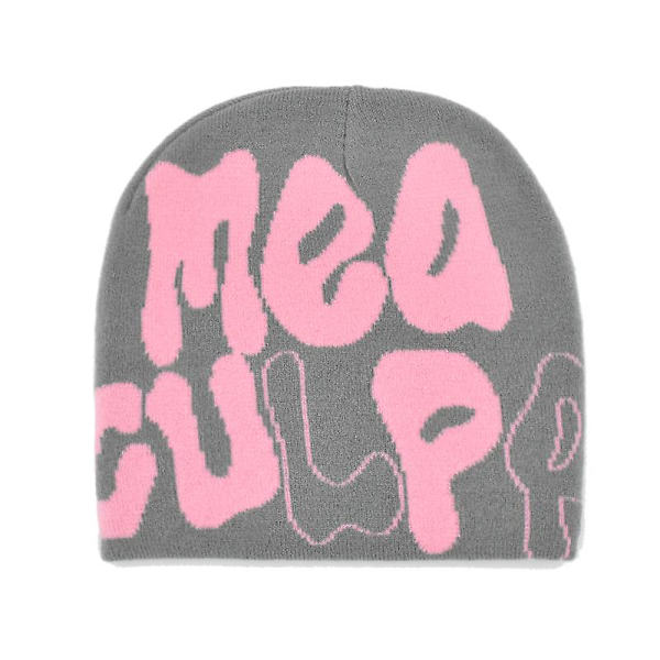 2023 Uusi Neulotu Neulepipo Miehille ja Naisille Paragrafi Laadukas Lippis Mea Culpa Y2k Lämmin Muoti Sata Ota Kylmä Pipo Naisille Hatut Grey Pink 2