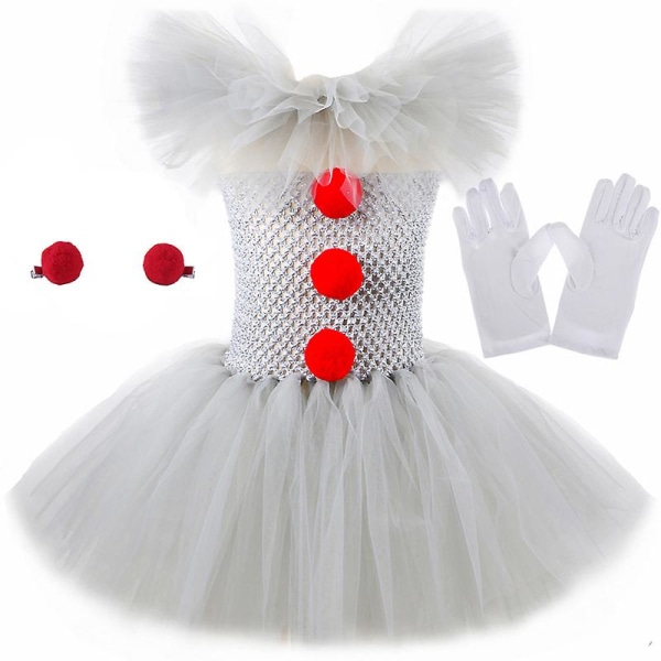 Halloween Cosplay Joker Jenter Kostyme Tutu Kjole Barn Utkledning Skremmende Klovne Karneval Fest Klær Barn Tyll Fancy kjoler 10-12T (XXL) Gray Joker Dress