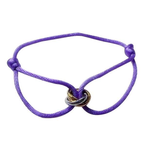 Metallspenne ringer flettet tau armbånd smykker justerbare par armbånd Purple