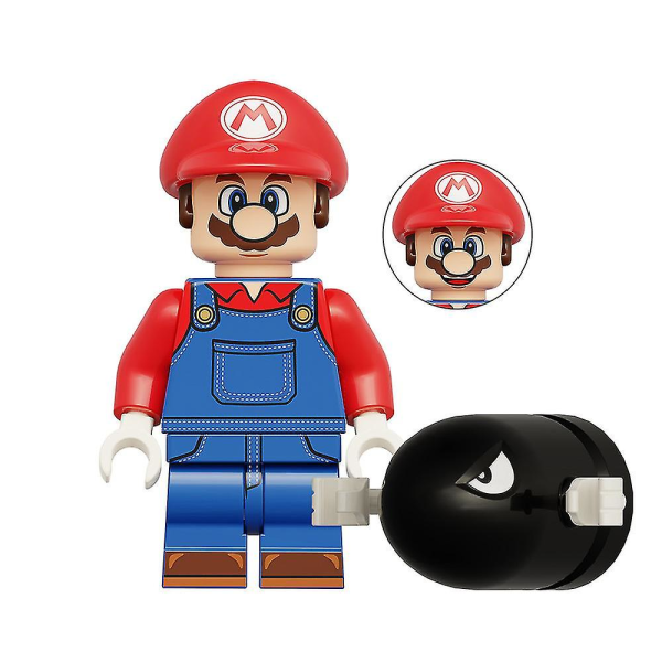 8 stk/sæt Super Mario Minifigurer Samlede byggeklodser Legetøj Figur Børn Gaver til hjemmedekoration
