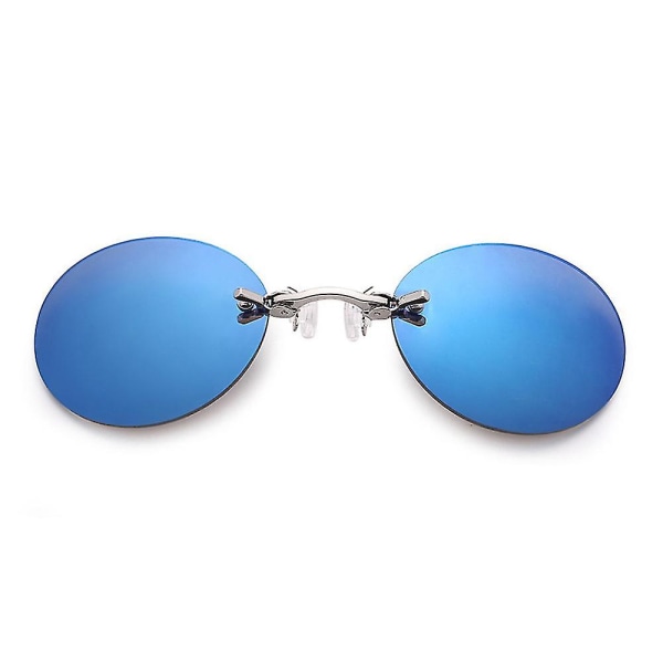 Matrix Morpheus Movie Mænd Retro Rund Lens Clip On Nose Briller Indfattede solbriller Ice Blue Lens