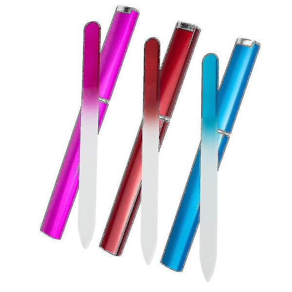 3-pack Glasnagelfilar med Fodral, Nagelfilar för Naglar, Dubbelsidiga