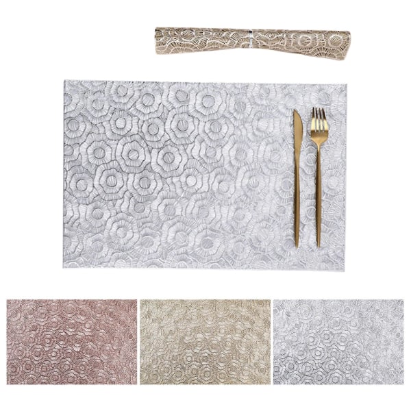Ruokapöydän kattaus, lämmönkestävä liukastumista estävä pöytämatto, luova kuviollinen matto kotiravintolaan Silver