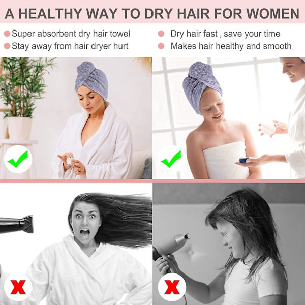 Mikrofiber Set - Anti Frizz MicrofiberHårhandduk för lockigt långt hår Torkhanddukar-Qu