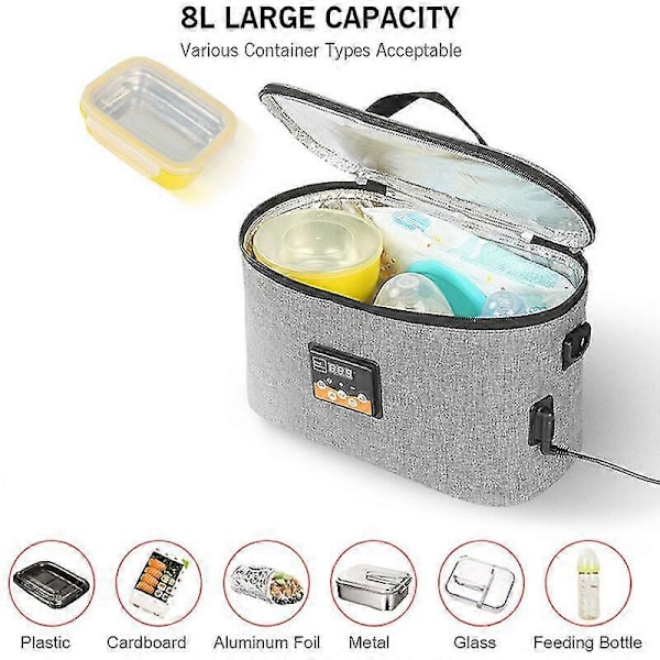 Bærbar Ovn 12v Bil Matvarmer Mini Personlig Ovn Med Digitalt Display Forhåndsinnstilt Temperatur 8l Matboks Elektrisk Bilvarmer For Biltur Camping Pi