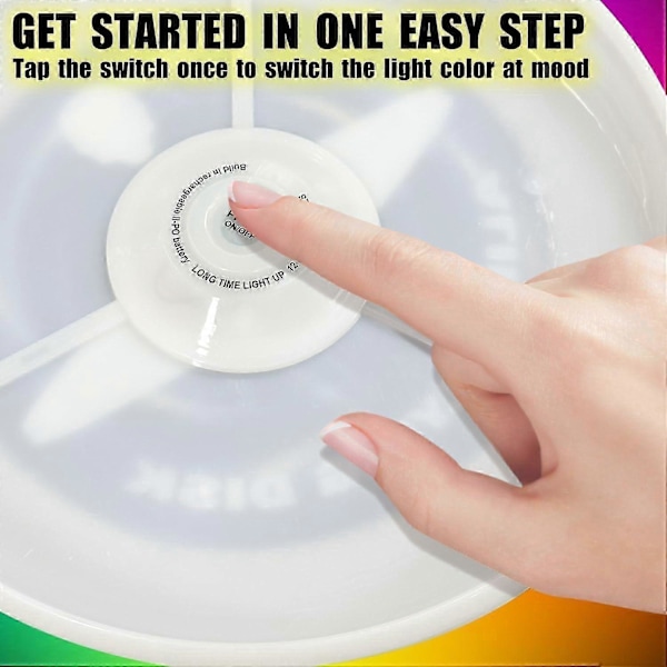 Glow in The Dark LED Flygande Frisbee - 38 RGB LED-lampor, 7+5 Ljuslägen, Laddningsbar, IP65 Vattentät Utomhusspel Coola Leksaker för Vuxna och Familj/Pojkar/ White