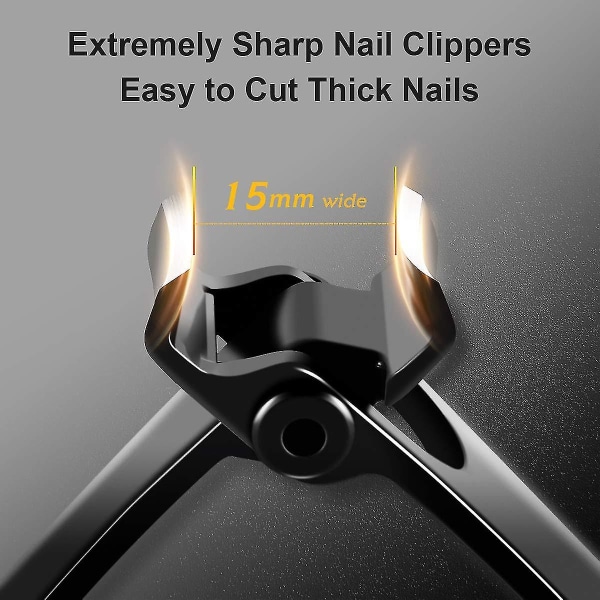 Nagelklippare för tjocka naglar, 15 mm tånagel stora klippare, silver black