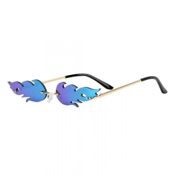 Blå Rimless Flame solbriller for kvinner
