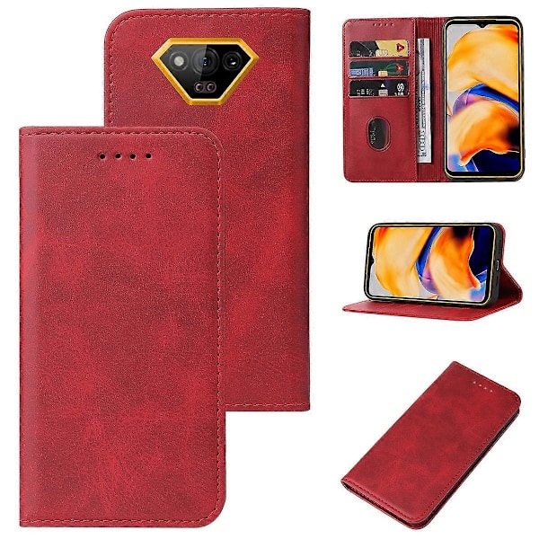 Magnetisk Stängning Läder Telefonfodral Red For Ulefone Armor X13