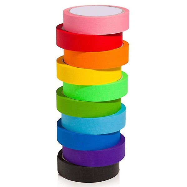 10 stk av 10 farger 20m farget maskeringstape Rainbow Color Easy Tear Home Decoration Office