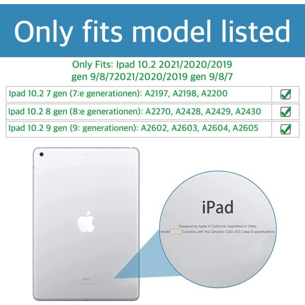 iPad 10.2 Tommers Deksel Sammenleggbart Svart
