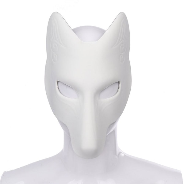 1 stk Rævemaske, Halloween hvid rævemaske Dyremaske Diy Blank Maske Til Halloween Kostume Prop White.