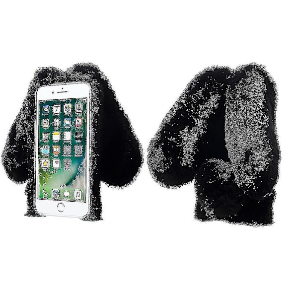 Kaninformad Varm Päls TPU Mobiltelefon Skal För Iphone Se (2020)/se (2022)/8/7 4.7 Tum - Vit -xx Black