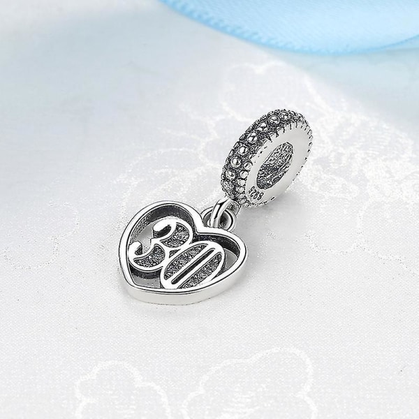 925 Sterling Silver Charms Beads 18 21 30 Celebration Pendant Charm Fit Pandora Armband Halsband Smycken för kvinnor 30th