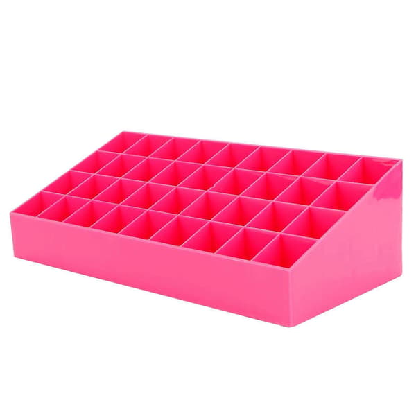 36 Gitre Makeup Organizer Opbevaringsboks Display Stand Kosmetisk Desktop Læbestift Rack Beholder Pink