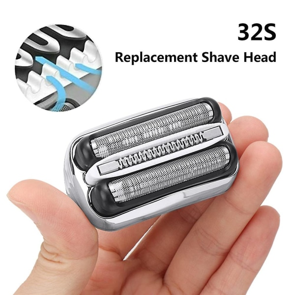 32s vanntett erstatningshode for barbermaskin, kompatibel for Braun elektrisk barberhøvel Enkel rengjøring