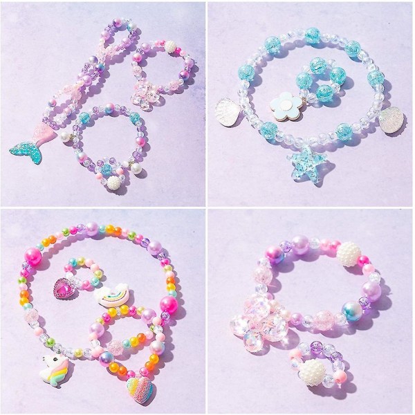 Gør-det-selv perle smykkefremstillingssæt til børn piger med havfrue søstjerneskal Enhjørning regnbue sommerfuglhjerte perle charms perler