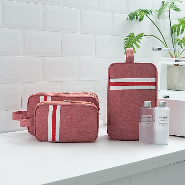 Kosmetisk väska, vattentät kosmetisk väska Unisex kvinnor män Funktionell bärbar kosmetisk väska Kit med tre fack Svart, 24 * 14 * 9 cm