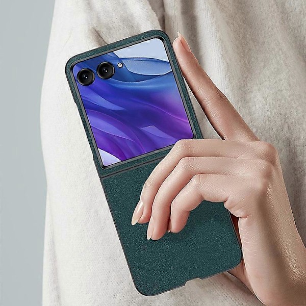 Ultratyndt, enkelt telefoncover i læder Green For Motorola Razr 50 Ultra