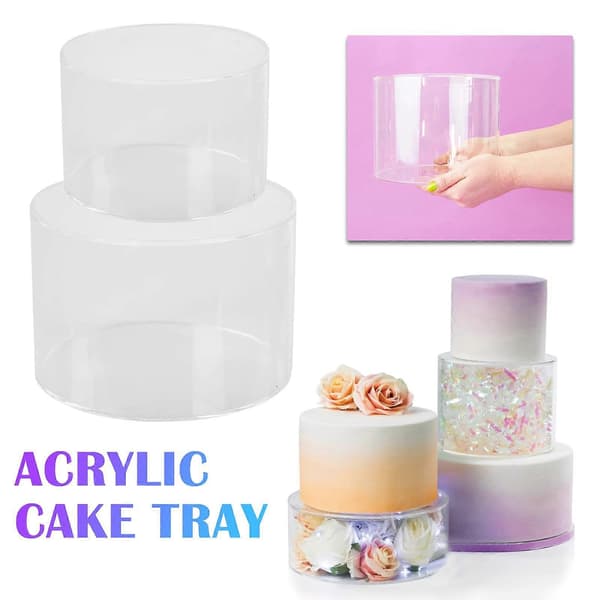 Klar Akryl Rund Kage Stativ Display Bryllup & Fest Cup Cake Holder 25cm