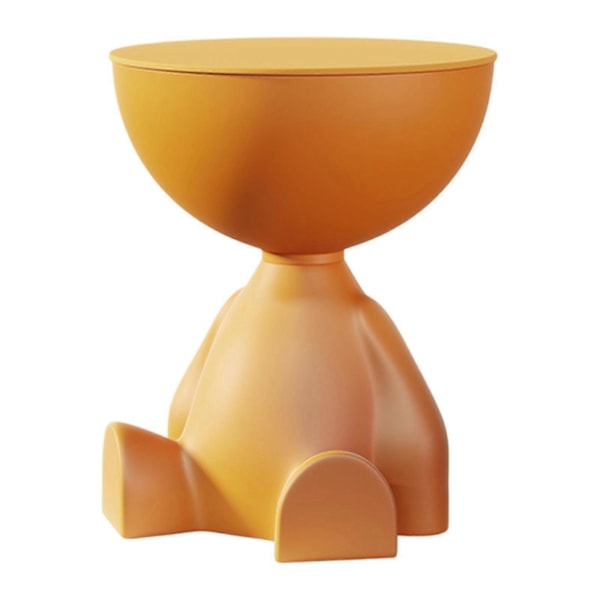 Soffkantbord Litet Hushåll Skulptur Figurin Staty Möbler Platt Huvud Sött Drickbord för Badrum Kontor Hem Uteplats Orange