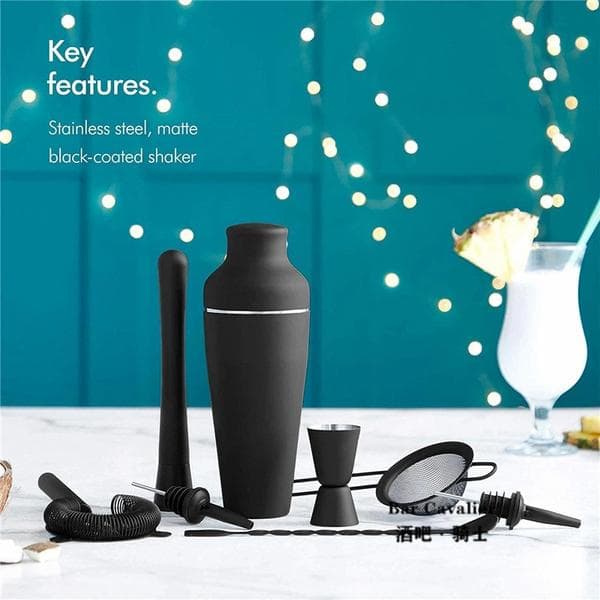 Cocktail Shaker Sæt - Mat Sort - Rustfrit Stål