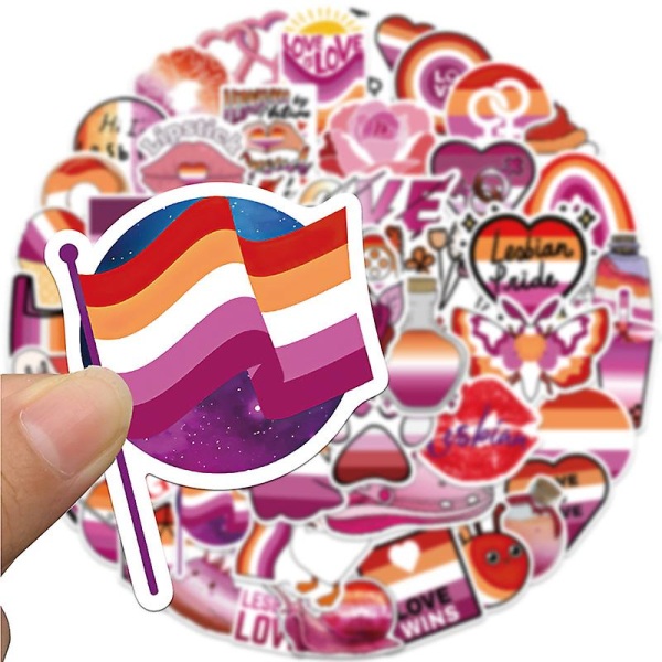 50 stk lesbisk farverige regnbue-klistermærker gør-det-selv laptop bagage skateboard decals