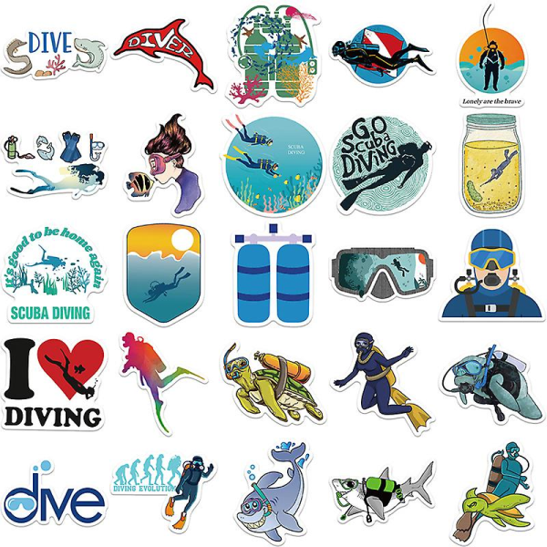 50 stk Cool Summer Diving Graffiti Stickers Laptop Bagage Skateboard Bil Decals