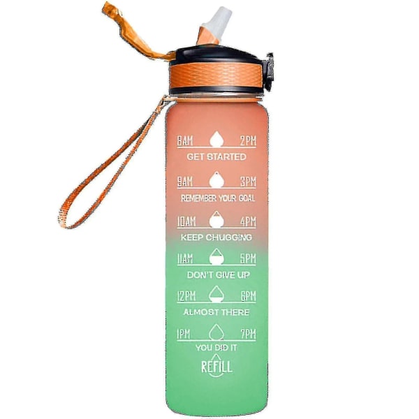 1000 ml gratis motiverende sportsmugge med tidsmarkør Utendørs fitness krus Gradient farge krus utendørs frostet vannflaske Style 4