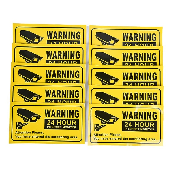 10pcs Cctv Security 24 Hour Video Surveillance Sign Camera Warning Car Stickers