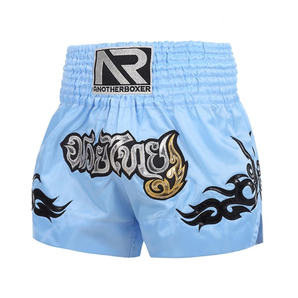 Bokseshorts Anti-friktion Muay Thai Kickboxing Shorts til mænd Light Blue M