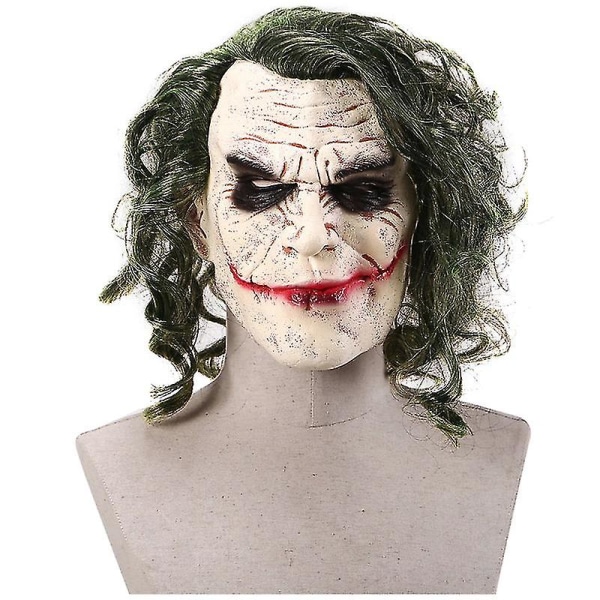 Halloween Joker Mask Cosplay Skräck Skräck Clown Mask Med Grönt Hår