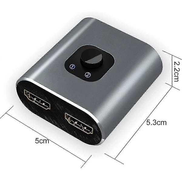 HDMI Switch 4K HDMI Splitter-techole Aluminium Dubbelriktad HDMI Switch 2 Ingångar 1 Utgång, Ingen Extern Strömförsörjning Krävs, Stöd för 4K 3D HD 1080p för Xb