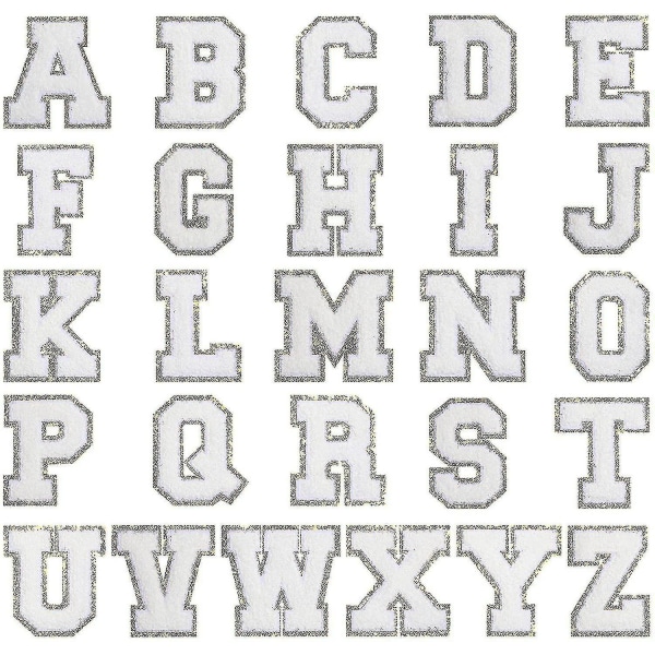 2023-26 Pieces A-z Glitters Patch Stryk på bokstäver Sy på broderade lappar Varsity Chenille Engelska alfabetet lappar Applikation självhäftande reparationslapp