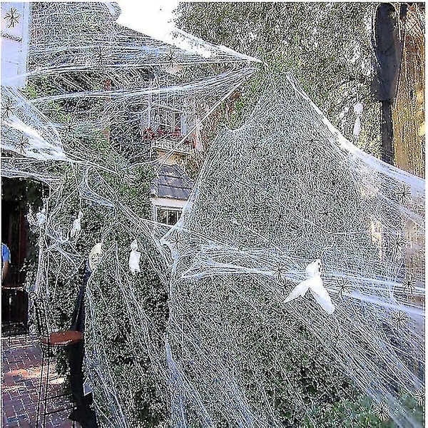 Halloween Edderkoppespind Strækbare Edderkoppespind Halloween Dekorationer Edderkoppespind Og 8 Stk. Edderkopper