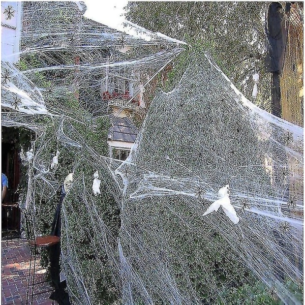 Halloween spindelnät Sträckbara spindelnät Halloween dekorationer spindelnät och 8 st spindel