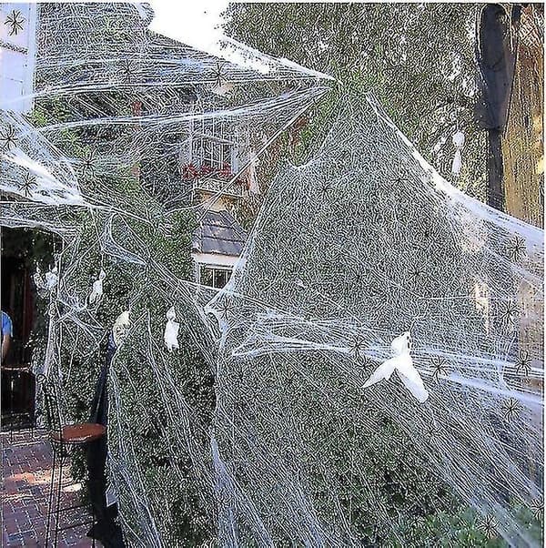 Halloween Spindelvev Strekkbart Spindelvev Halloween Dekor Spindelvev Og 8 stk Edderkopp