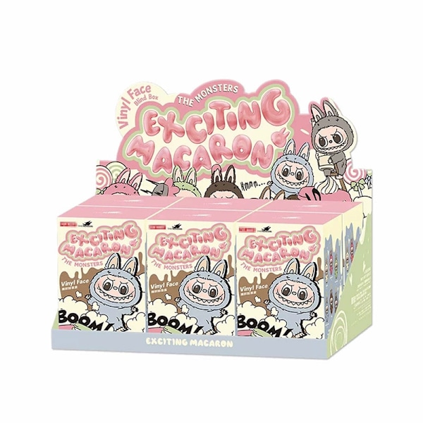 (Påskkampanj) Högkvalitativt 6-pack FÖR POP MART LABUBU Monster Spännande Macaron Plyschdocka Leksak Blind Box (Slumpmässig Färg)