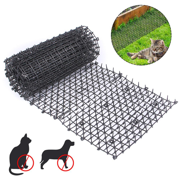 Anti-Cat Matta med Thorn Grid Trädgård Anti Hundar, Katter Husdjur Plast anti-thorn matta för husdjur svart 200*28 cm