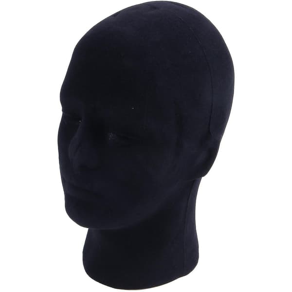 Polystyren sort skum mænd model mannequin hoved dummy stand butik display hat, 2 X sort