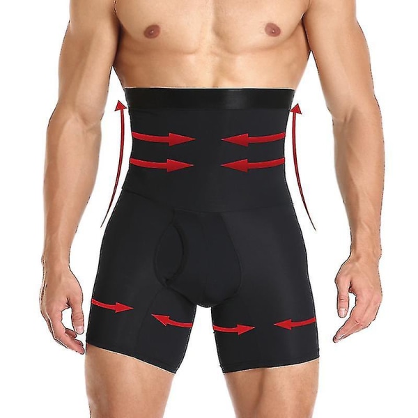 Männs Magshorts Kroppsskulpterande Kompression Hög Midja Tränare Mag Mag Slim Kroppsskulpterande Boxer Underkläder black XL