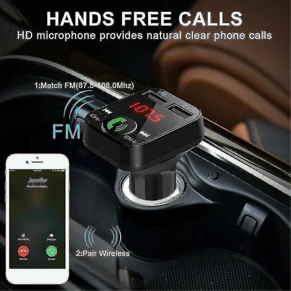 Ny 2023 trådløs Bluetooth bil FM-sender 2 usb-oplader Aux-adapter Håndfri Changzhao