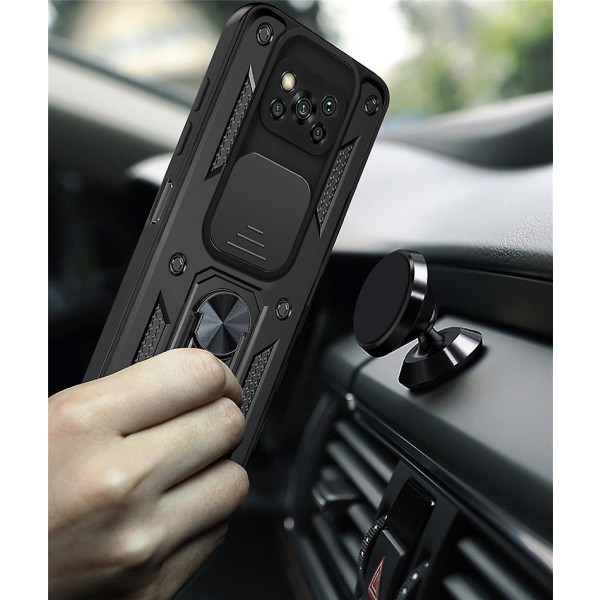 Käytä Xiaomi Pocophone Poco X3 Nfc case naamiointi Magneettinen auton pidikerengas Iskunkestävä phone case Poco X3 Pro Cover Matkapuhelimelle Black For Poco X3 Pro